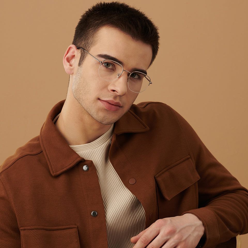 Half Rim Eyeglasses-Frame Round--EG Half Rim Eyeglasses-Frame Round--EG