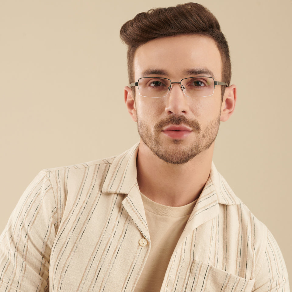 Half Rim Eyeglasses-Frame Rectangle--EG Half Rim Eyeglasses-Frame Rectangle--EG