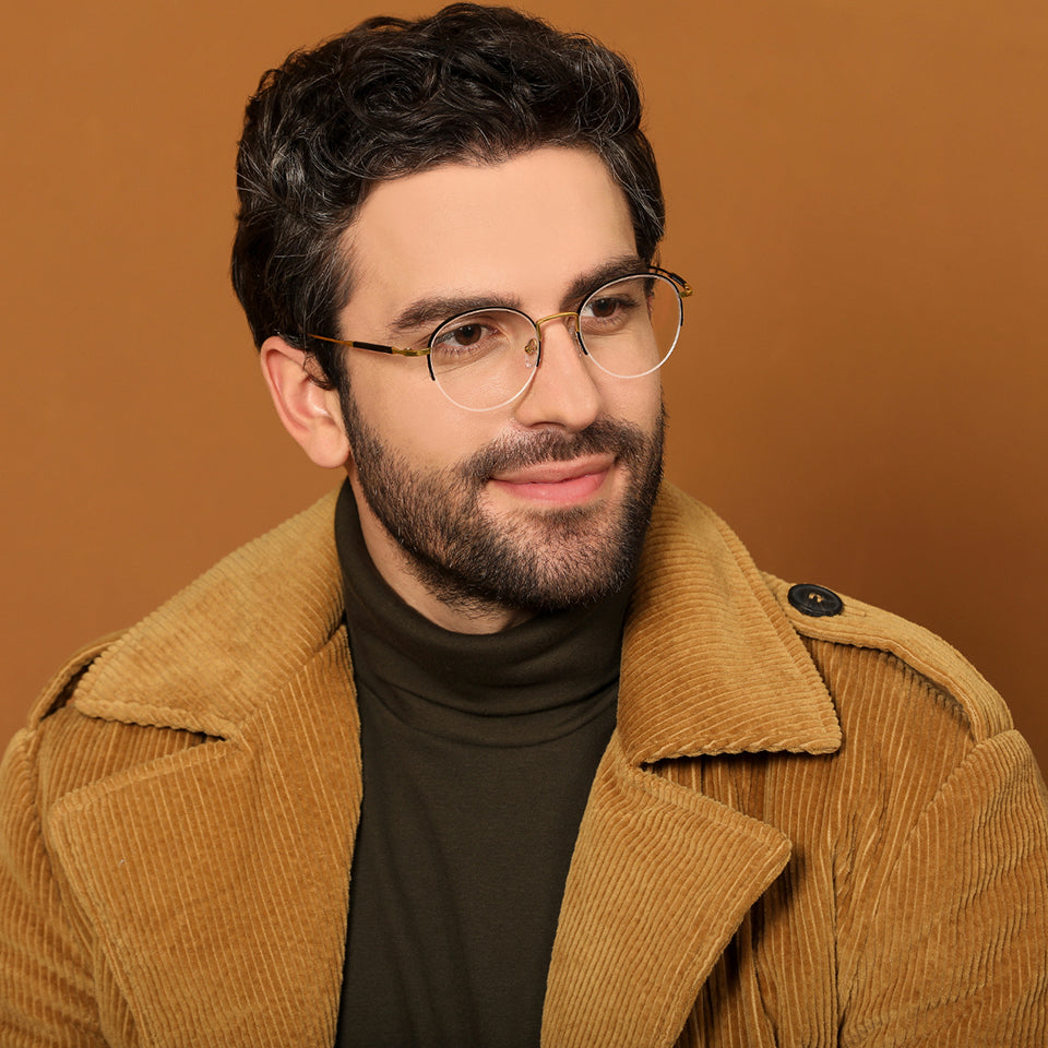 Half Rim Eyeglasses-Frame Round--EG Half Rim Eyeglasses-Frame Round--EG