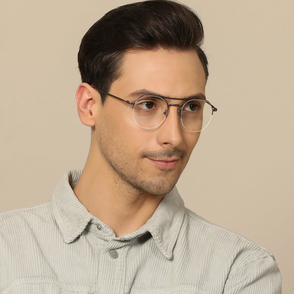 Half Rim Eyeglasses-Frame Round--EG Half Rim Eyeglasses-Frame Round--EG