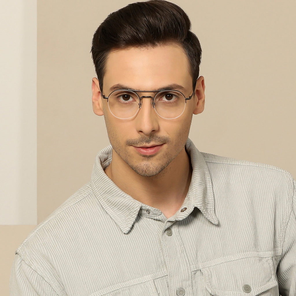 Half Rim Eyeglasses-Frame Round--EG Half Rim Eyeglasses-Frame Round--EG