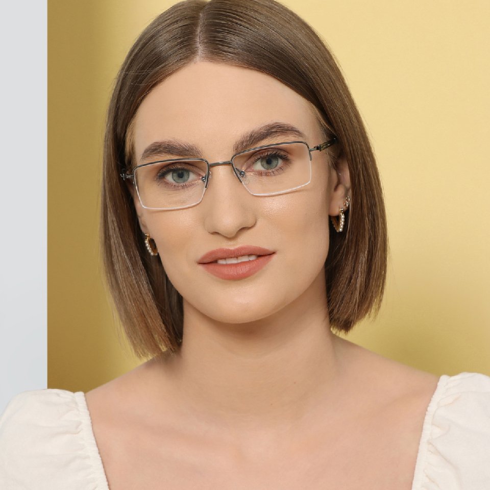 Half Rim Eyeglasses-Frame Rectangle--EG Half Rim Eyeglasses-Frame Rectangle--EG