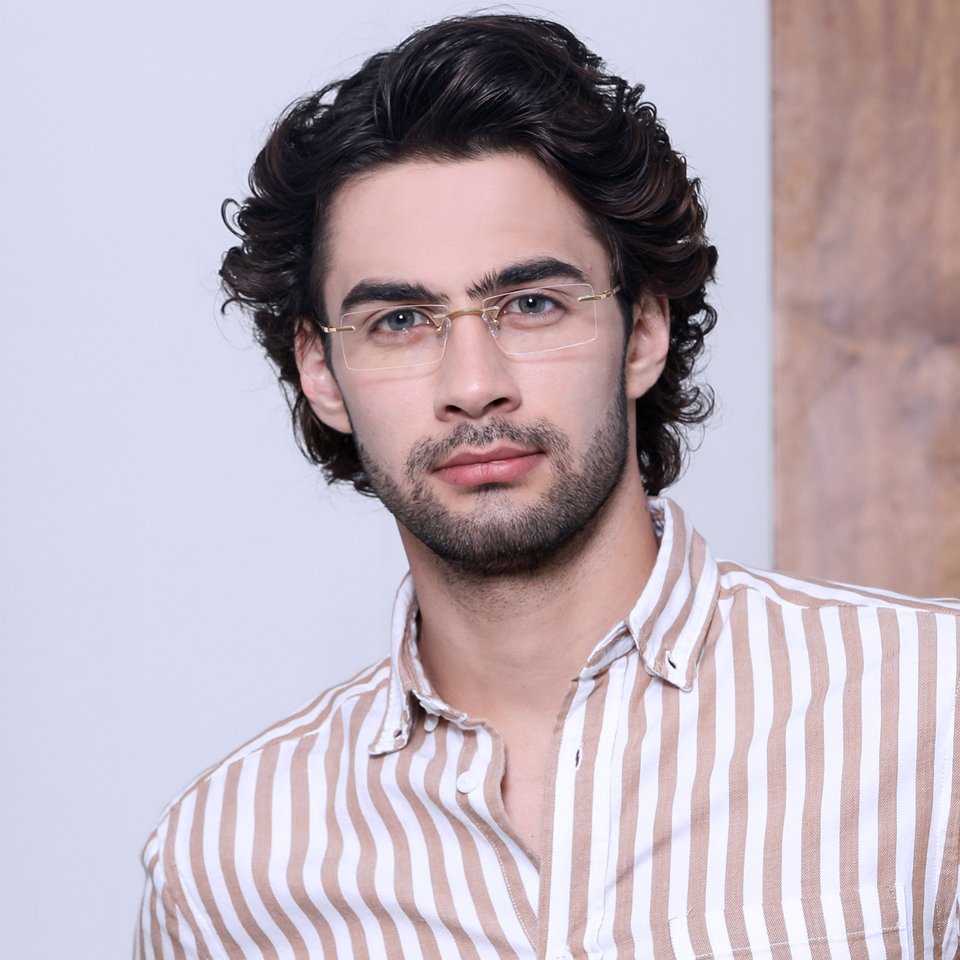 Rimless Eyeglasses-Frame Rectangle--EG Rimless Eyeglasses-Frame Rectangle--EG