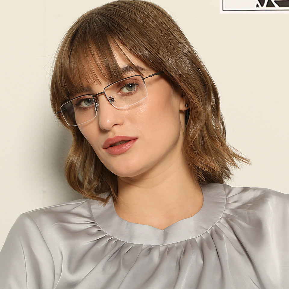 Half Rim Eyeglasses-Frame Rectangle--EG Half Rim Eyeglasses-Frame Rectangle--EG