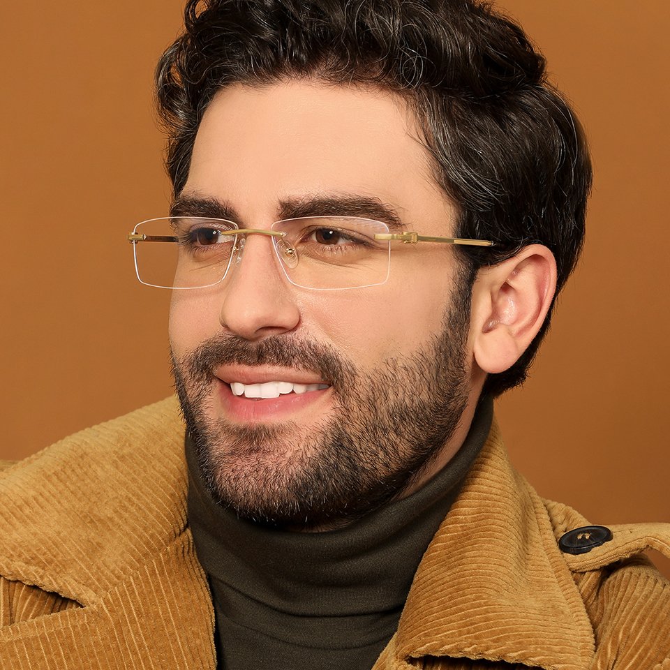 Rimless Eyeglasses-Frame Rectangle--EG Rimless Eyeglasses-Frame Rectangle--EG