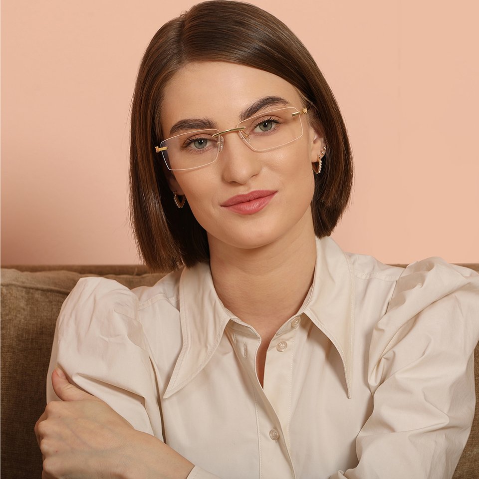 Rimless Eyeglasses-Frame Rectangle--EG Rimless Eyeglasses-Frame Rectangle--EG