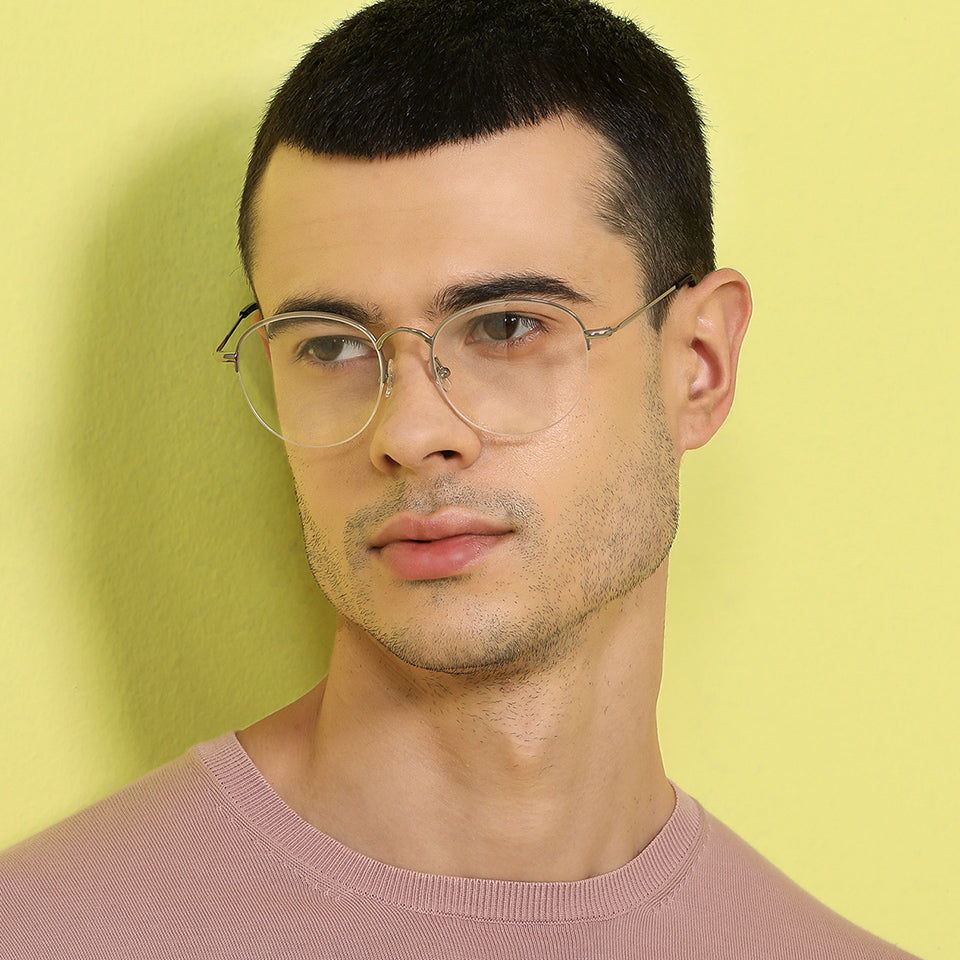 Half Rim Eyeglasses-Frame Round--EG Half Rim Eyeglasses-Frame Round--EG