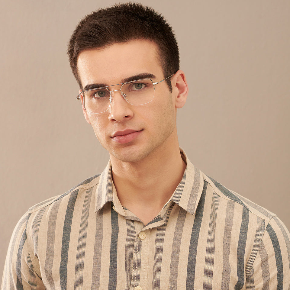 Half Rim Eyeglasses-Frame Square--EG Half Rim Eyeglasses-Frame Square--EG