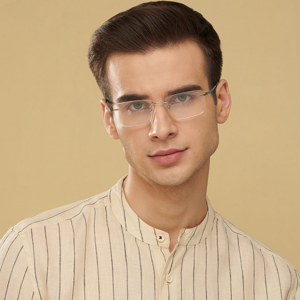 Rimless Eyeglasses-Frame Rectangle--EG Rimless Eyeglasses-Frame Rectangle--EG