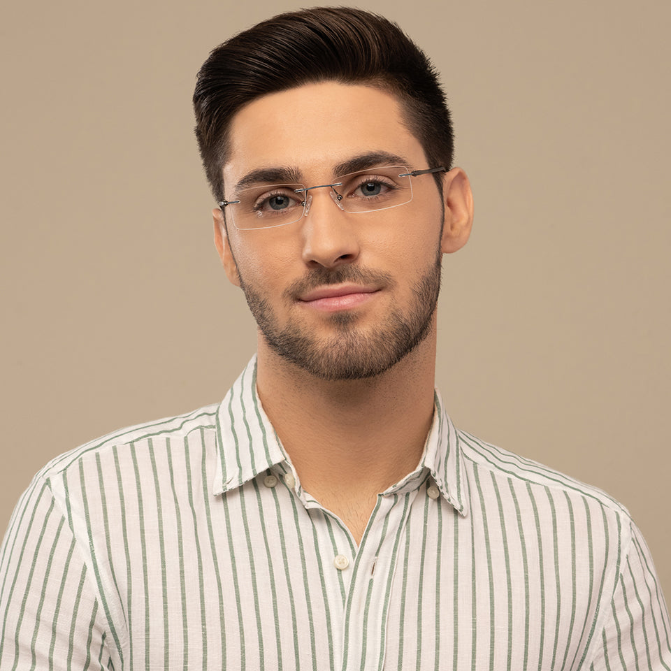 Rimless Eyeglasses-Frame Rectangle--EG Rimless Eyeglasses-Frame Rectangle--EG