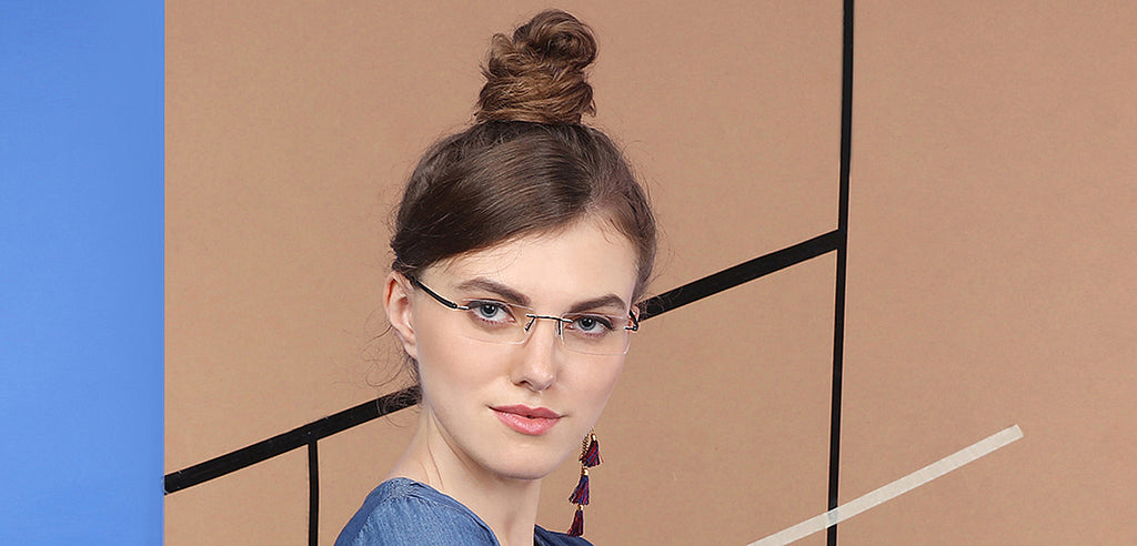 Rimless Eyeglasses-Frame Rectangle--EG Rimless Eyeglasses-Frame Rectangle--EG