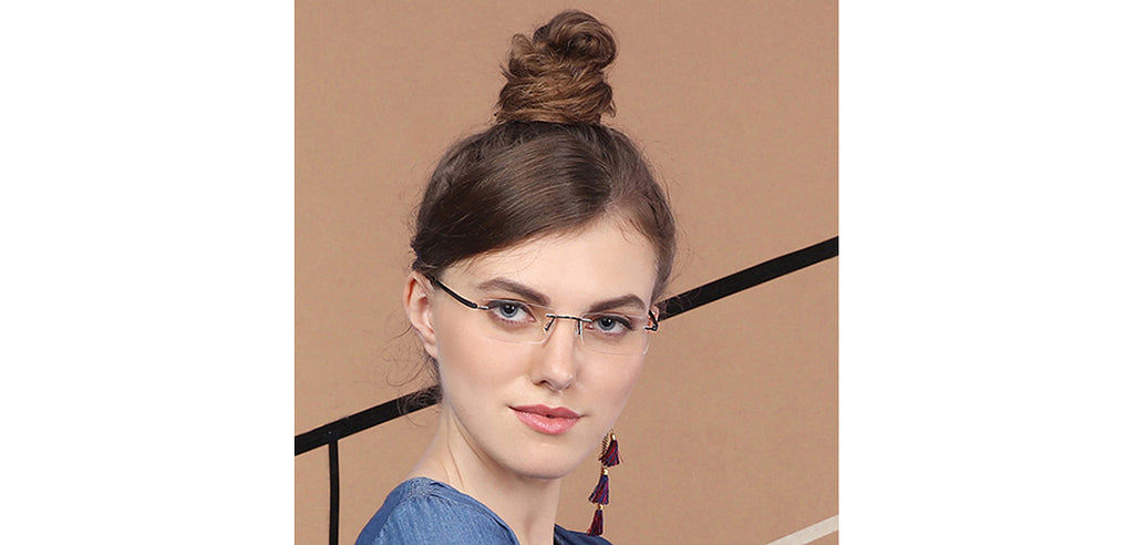 Rimless Eyeglasses-Frame Rectangle--EG Rimless Eyeglasses-Frame Rectangle--EG