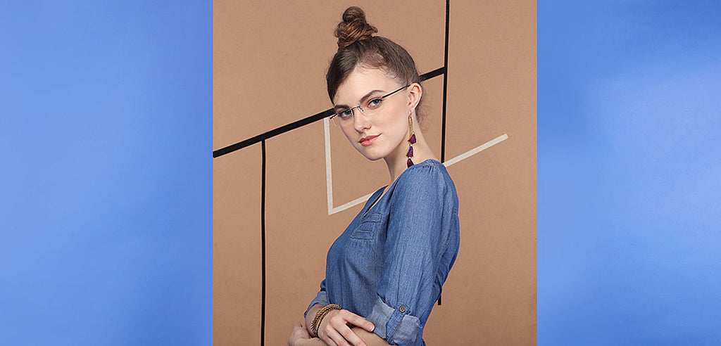 Rimless Eyeglasses-Frame Rectangle--EG Rimless Eyeglasses-Frame Rectangle--EG