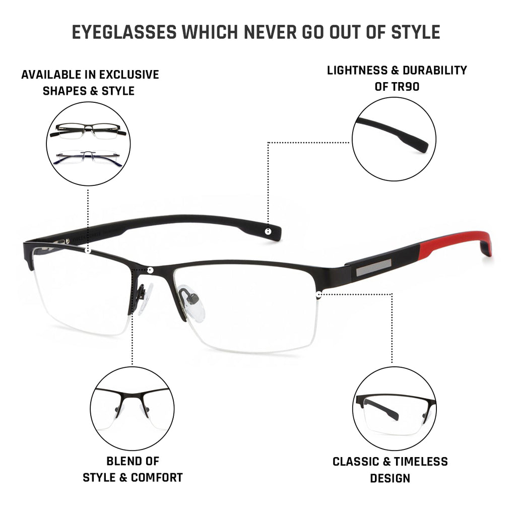 Half Rim Eyeglasses-Frame Rectangle--EG Half Rim Eyeglasses-Frame Rectangle--EG