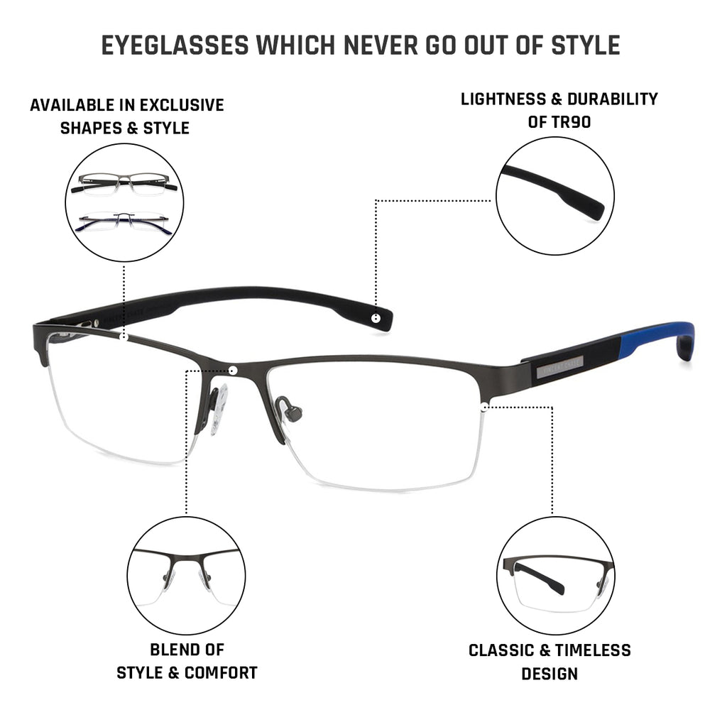 Half Rim Eyeglasses-Frame Rectangle--EG Half Rim Eyeglasses-Frame Rectangle--EG