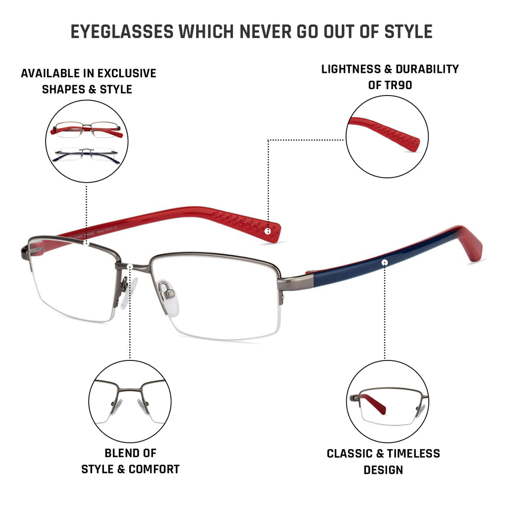 Half Rim Eyeglasses-Frame Rectangle--EG Half Rim Eyeglasses-Frame Rectangle--EG