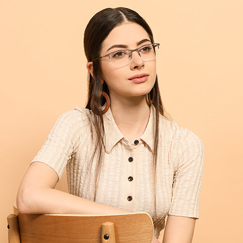 Half Rim Eyeglasses-Frame Rectangle--EG Half Rim Eyeglasses-Frame Rectangle--EG