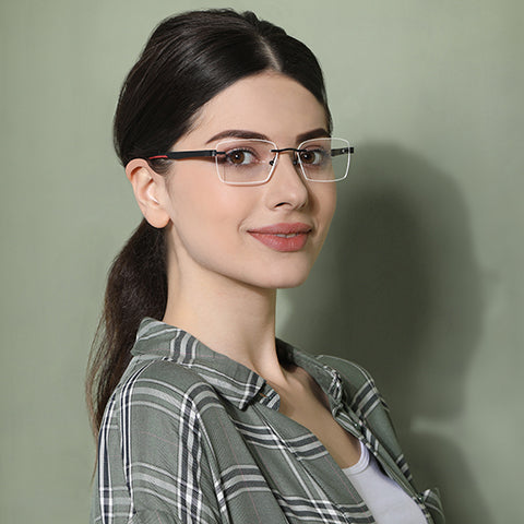 Rimless Eyeglasses-Frame Rectangle--EG Rimless Eyeglasses-Frame Rectangle--EG