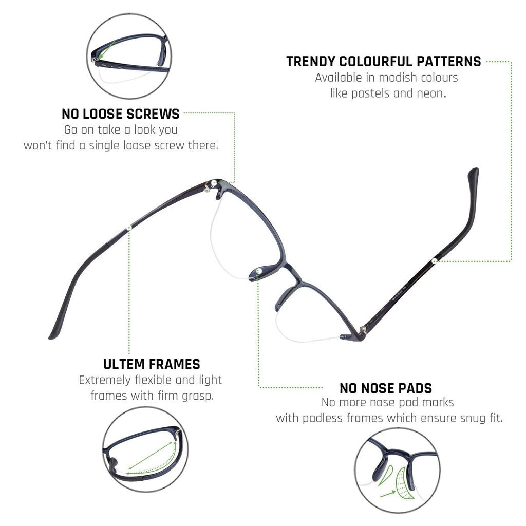 Half Rim Eyeglasses-Frame Rectangle--EG Half Rim Eyeglasses-Frame Rectangle--EG
