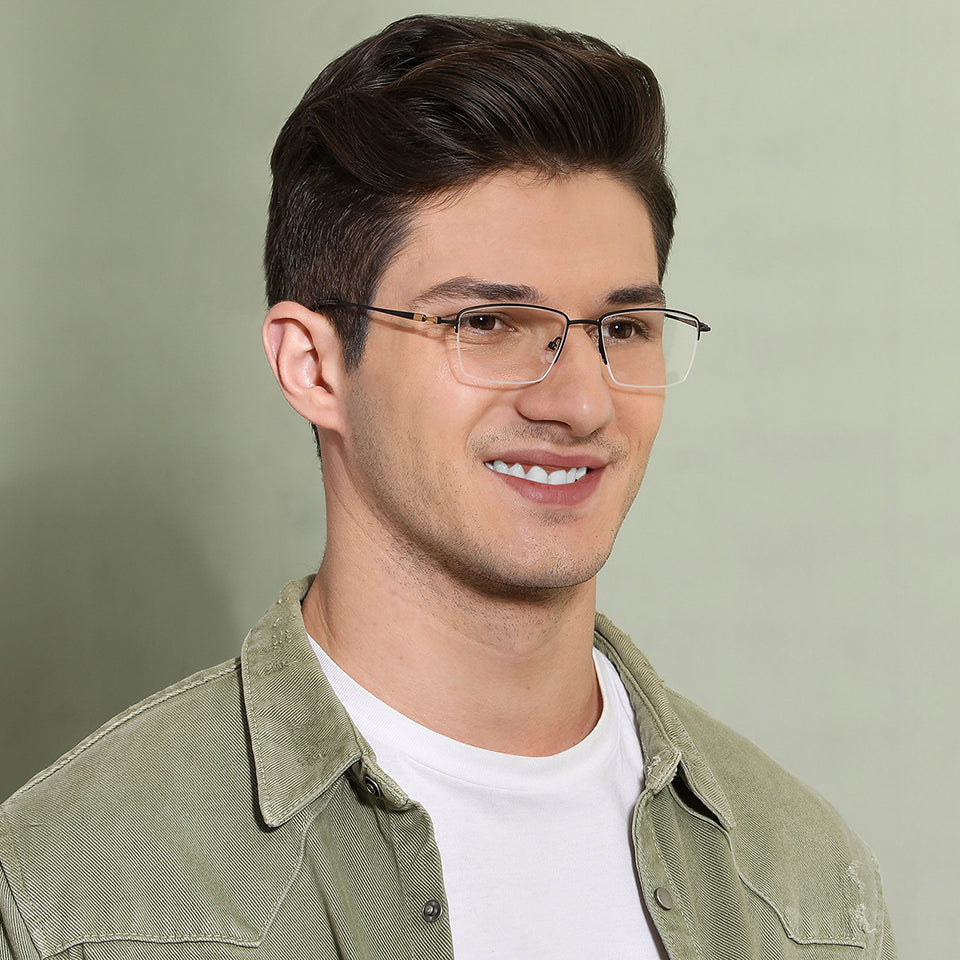 Half Rim Eyeglasses-Frame Rectangle--EG Half Rim Eyeglasses-Frame Rectangle--EG