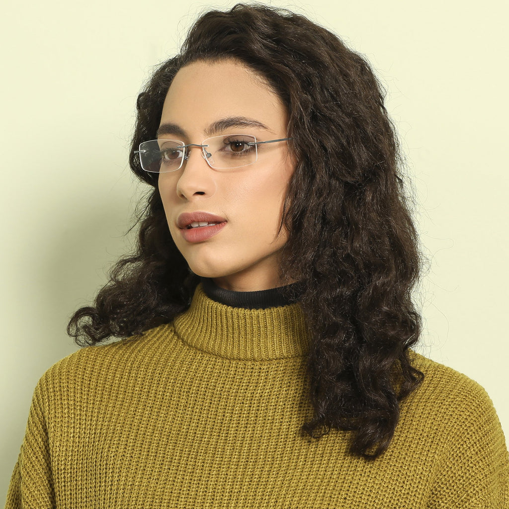 Rimless Eyeglasses-Frame Rectangle--EG Rimless Eyeglasses-Frame Rectangle--EG