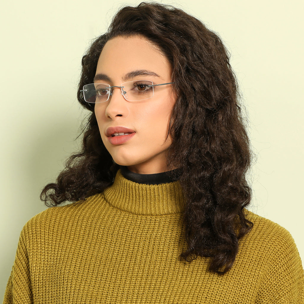 Rimless Eyeglasses-Frame Rectangle--EG Rimless Eyeglasses-Frame Rectangle--EG