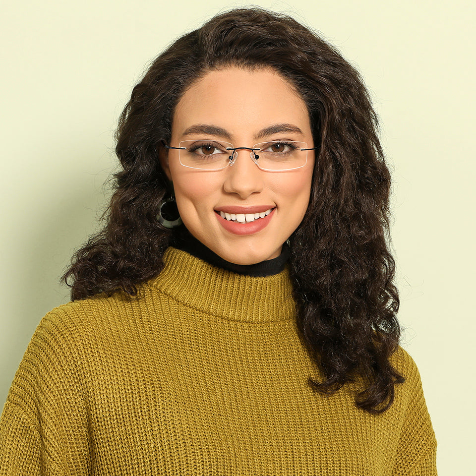 Rimless Eyeglasses-Frame Rectangle--EG Rimless Eyeglasses-Frame Rectangle--EG