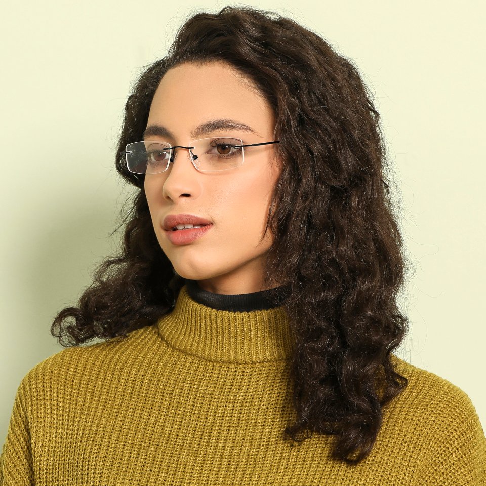 Rimless Eyeglasses-Frame Rectangle--EG Rimless Eyeglasses-Frame Rectangle--EG