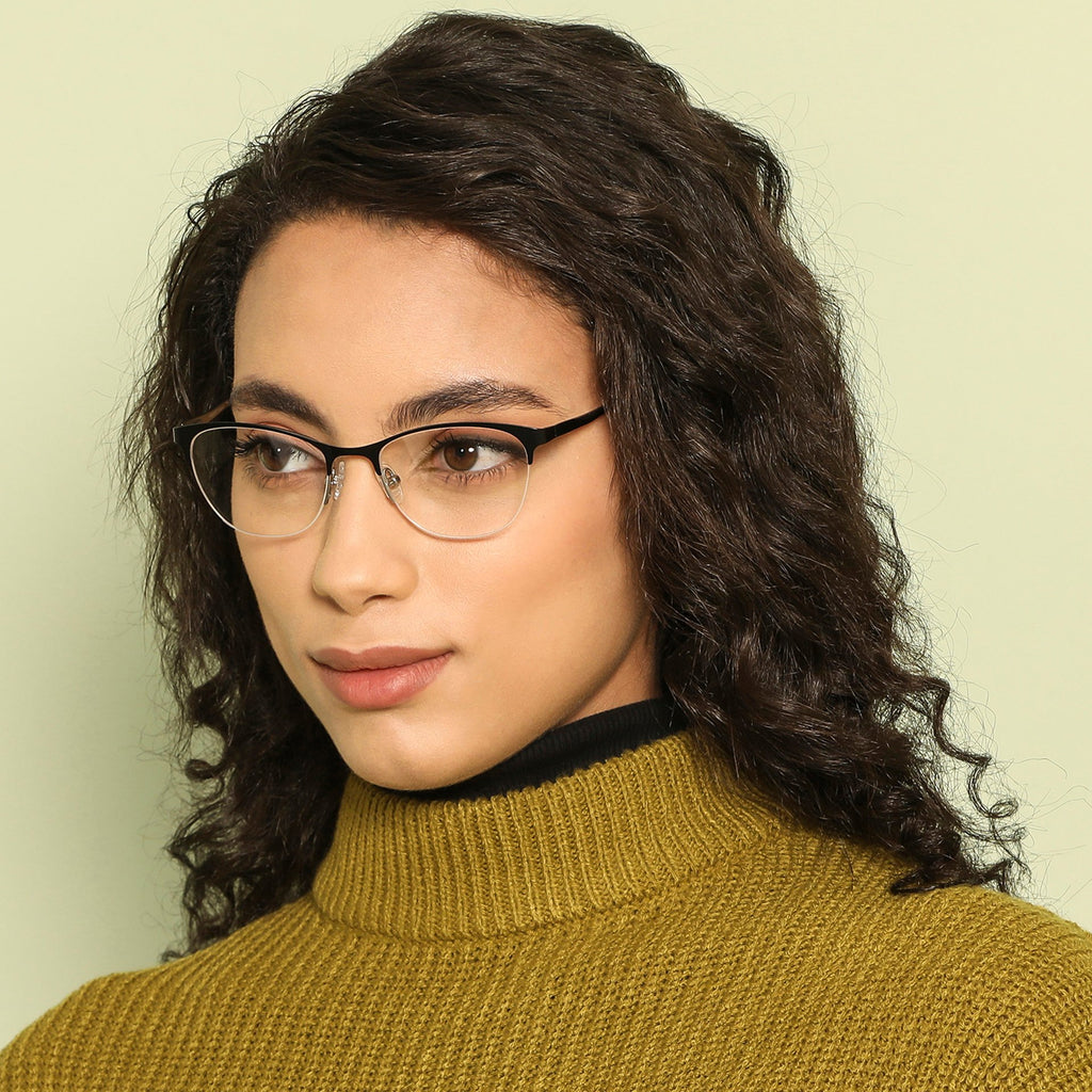 Half Rim Eyeglasses-Frame Cat Eye--EG Half Rim Eyeglasses-Frame Cat Eye--EG