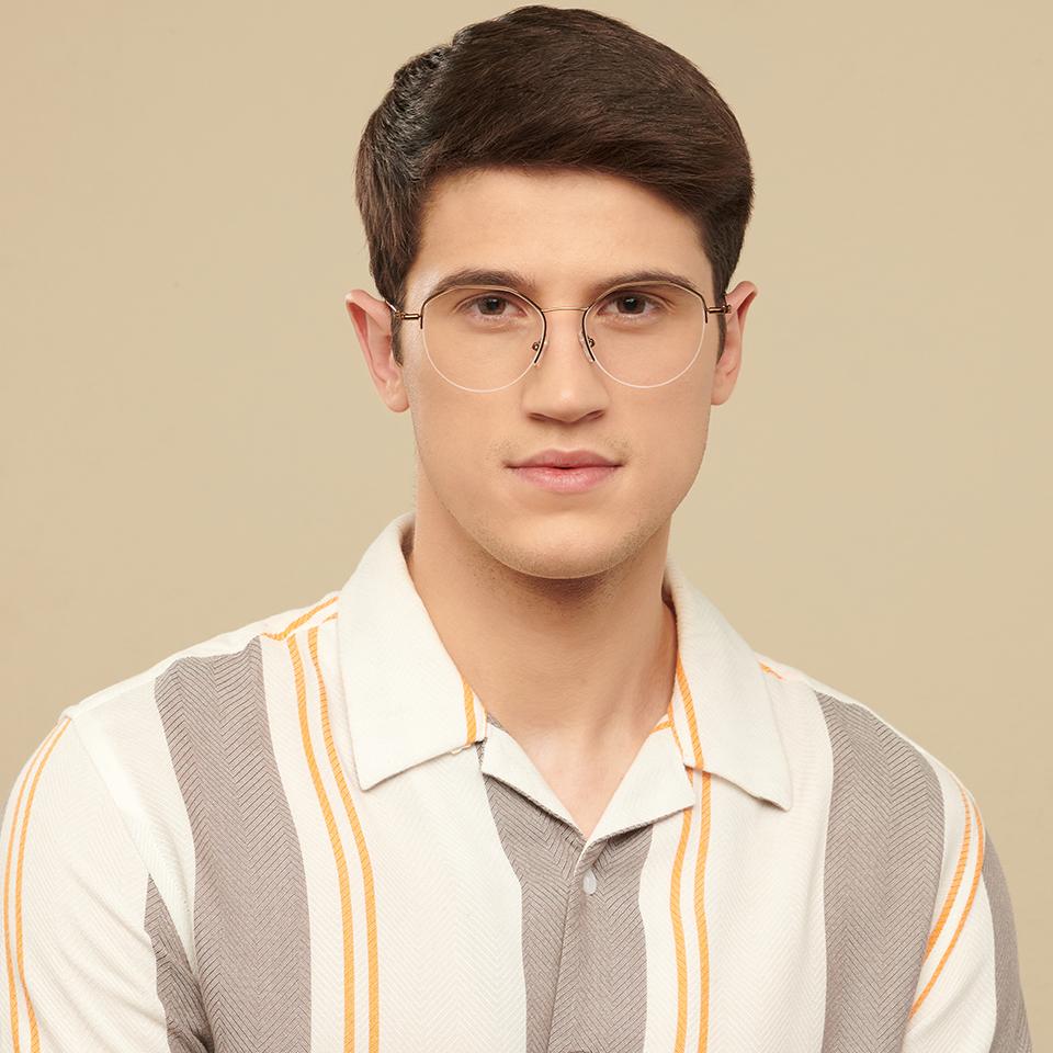 Half Rim Eyeglasses-Frame Hexagonal--EG Half Rim Eyeglasses-Frame Hexagonal--EG