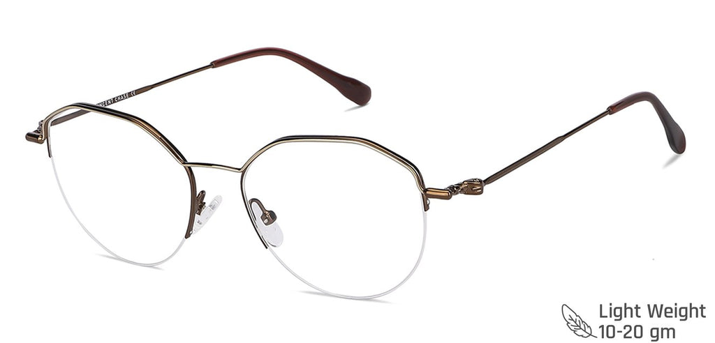 Half Rim Eyeglasses-Frame Hexagonal--EG Half Rim Eyeglasses-Frame Hexagonal--EG