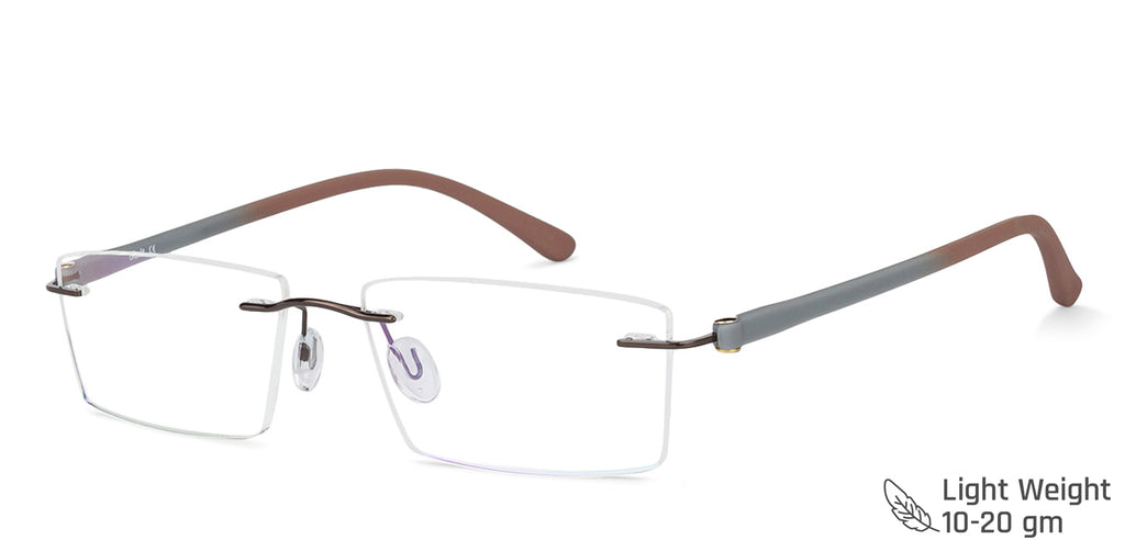 Rimless Eyeglasses-Frame Rectangle--EG