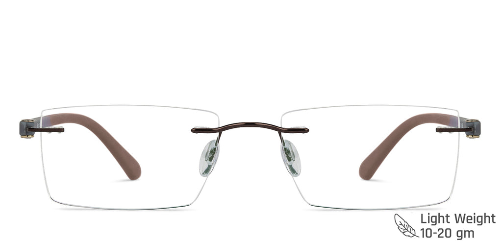 Rimless Eyeglasses-Frame Rectangle--EG