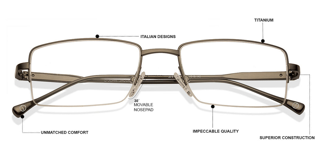 Half Rim Eyeglasses-Frame Rectangle--EG