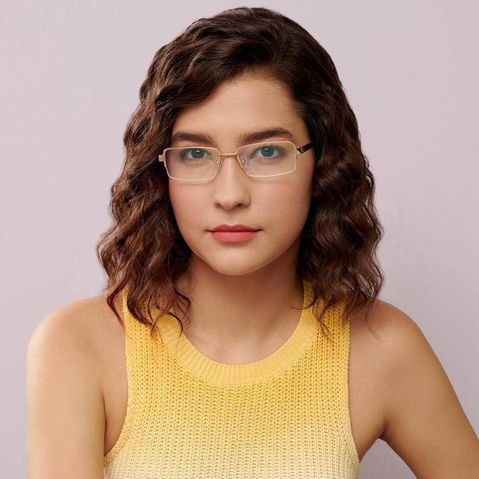 Half Rim Eyeglasses-Frame Rectangle--EG