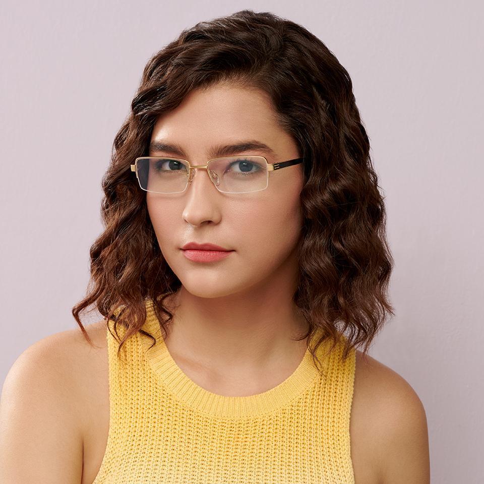 Half Rim Eyeglasses-Frame Rectangle--EG
