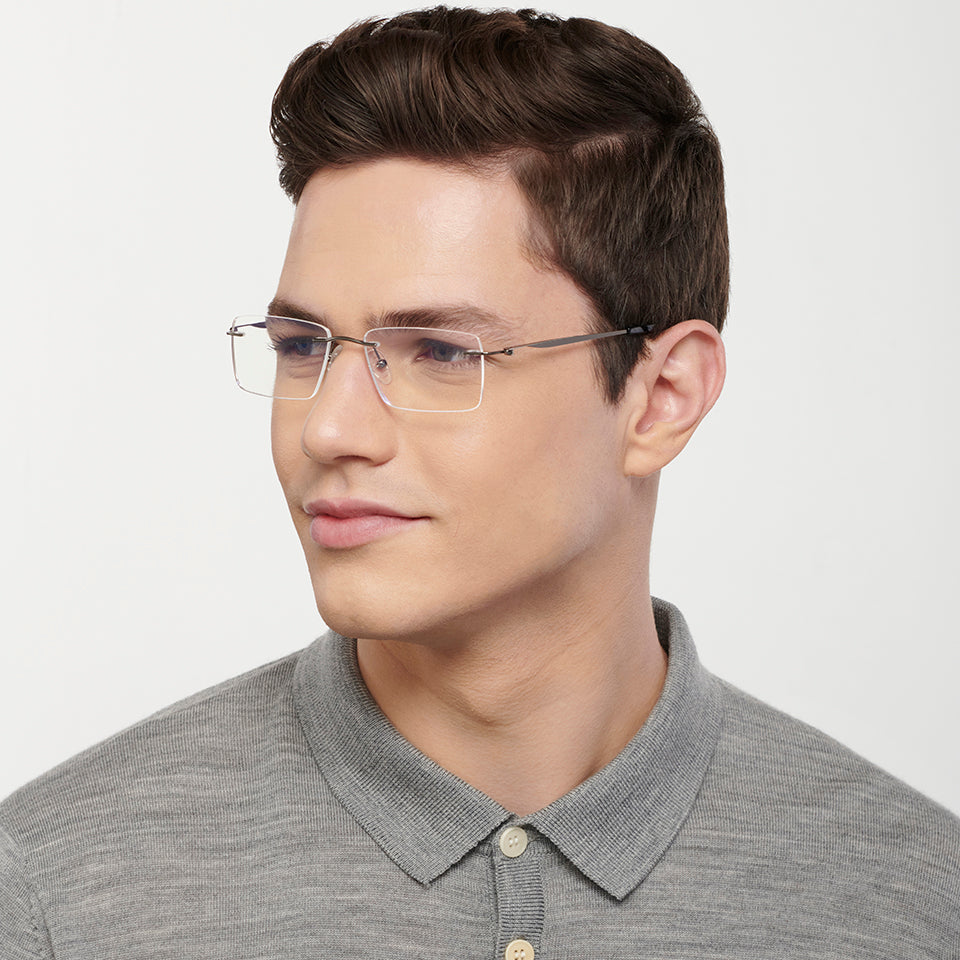 Rimless Eyeglasses-Frame Rectangle--EG