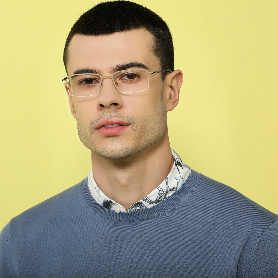 Half Rim Eyeglasses-Frame Rectangle--EG