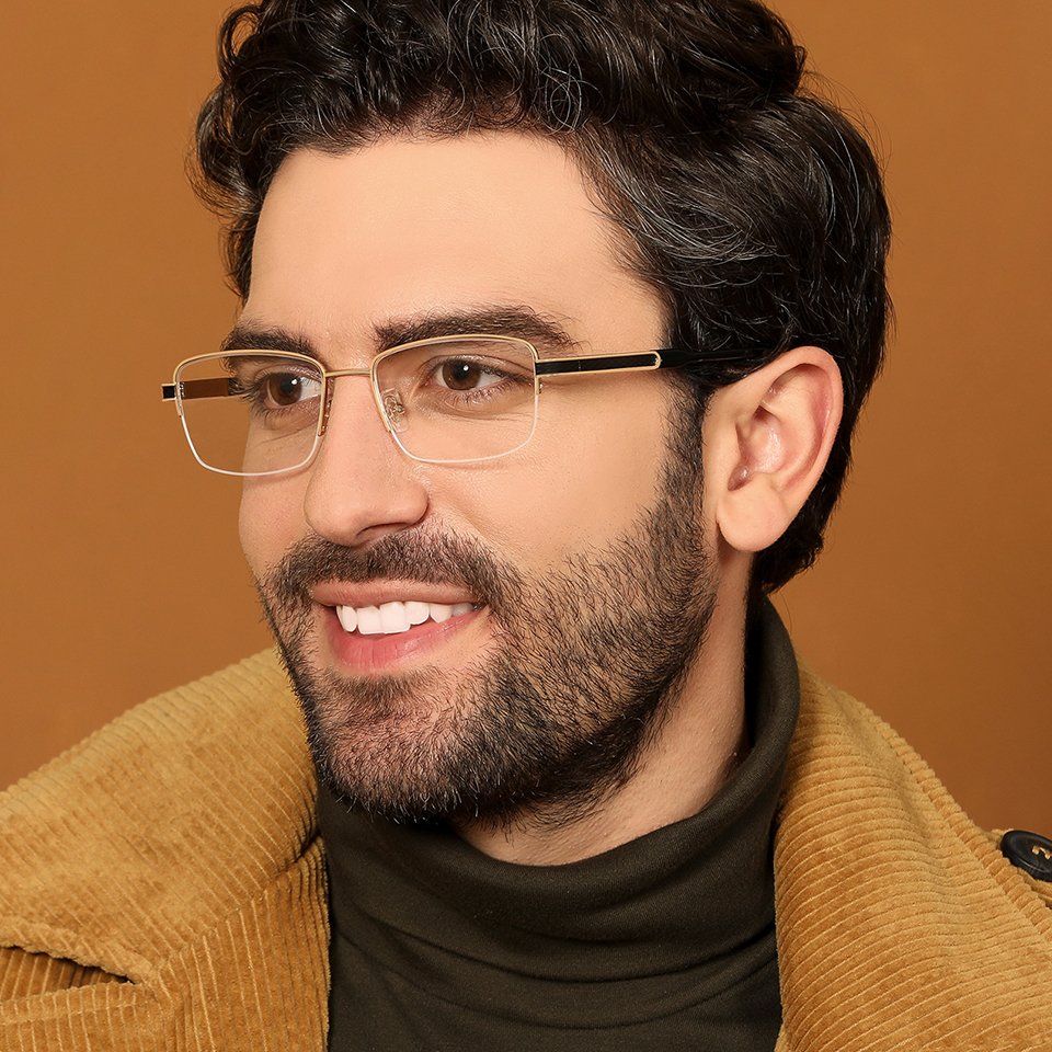 Half Rim Eyeglasses-Frame Rectangle--EG