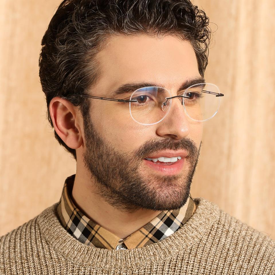 Rimless Eyeglasses-Frame Round--EG