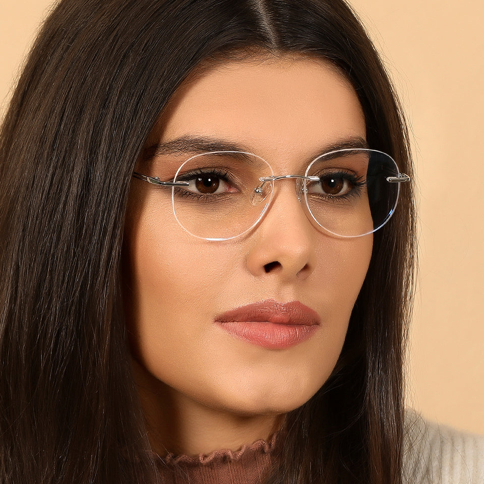 Rimless Eyeglasses-Frame Round--EG