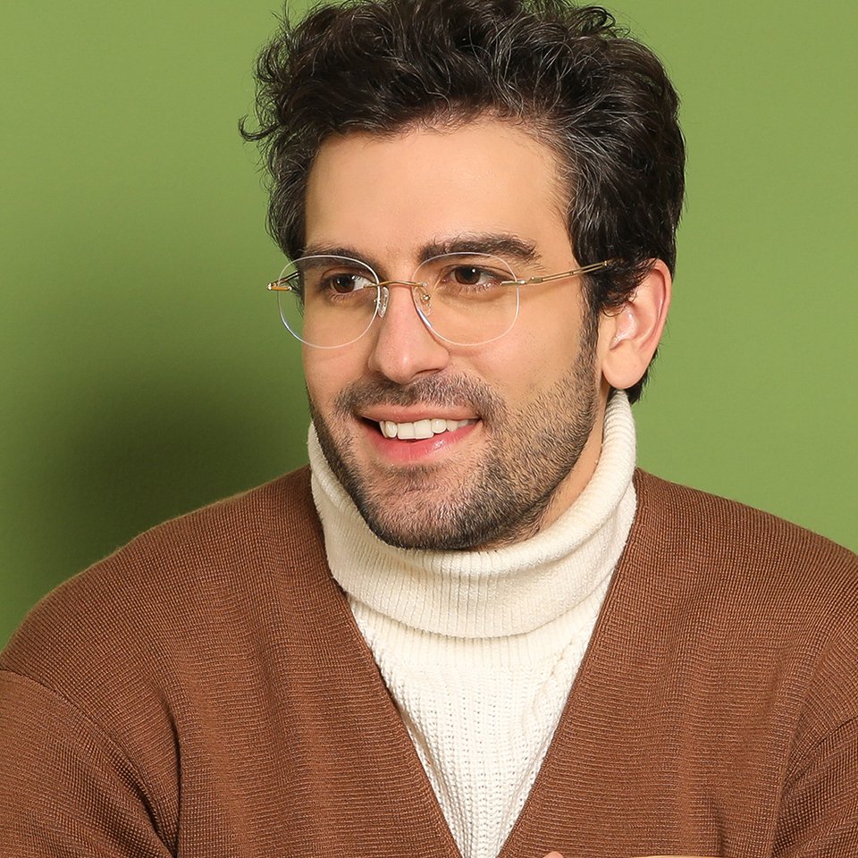 Rimless Eyeglasses-Frame Round--EG