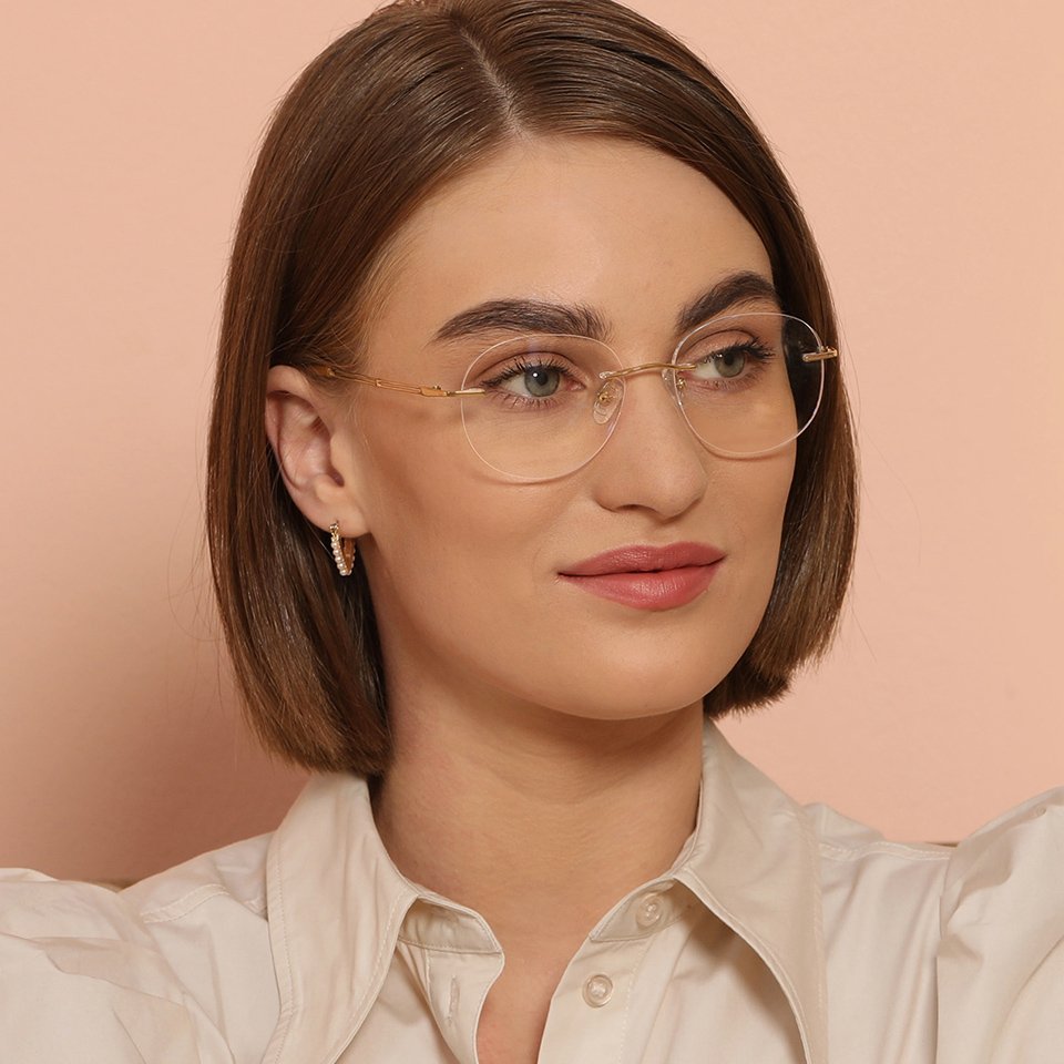 Rimless Eyeglasses-Frame Round--EG