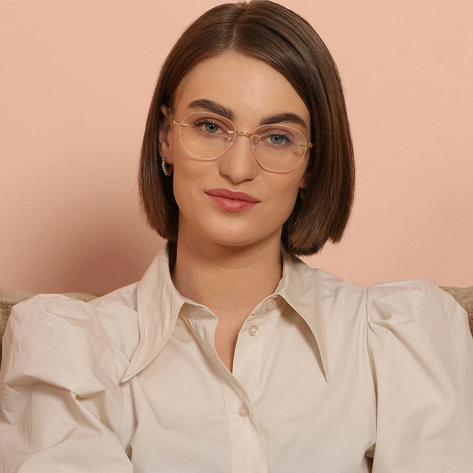 Rimless Eyeglasses-Frame Round--EG
