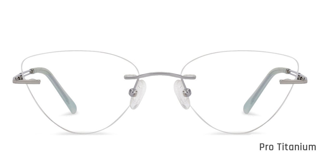 Rimless Eyeglasses-Frame Cat Eye--EG
