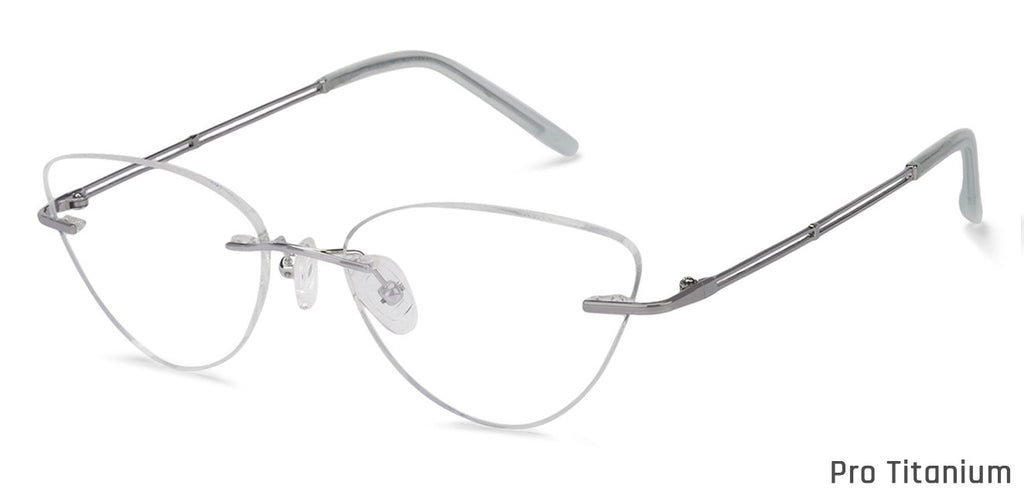 Rimless Eyeglasses-Frame Cat Eye--EG