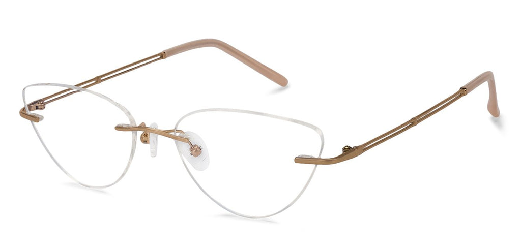 Rimless Eyeglasses-Frame Cat Eye--EG