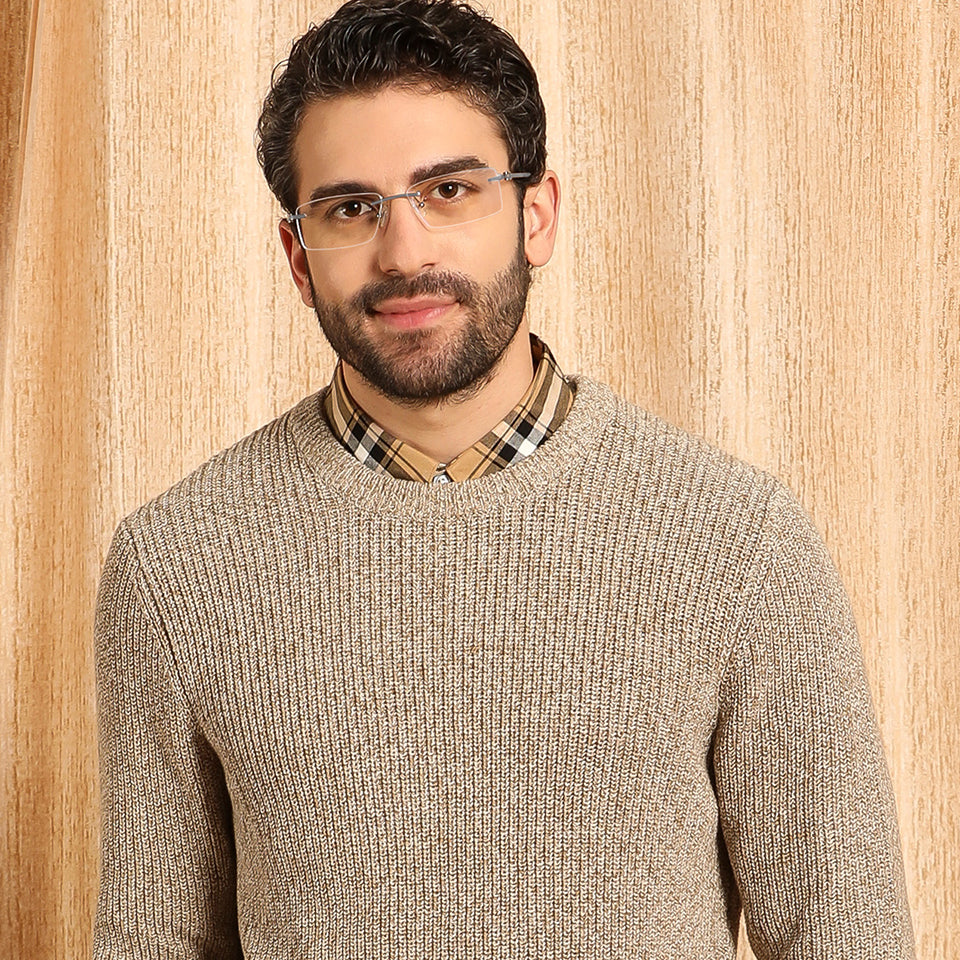 Rimless Eyeglasses-Frame Rectangle--EG