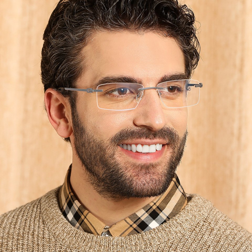 Rimless Eyeglasses-Frame Rectangle--EG