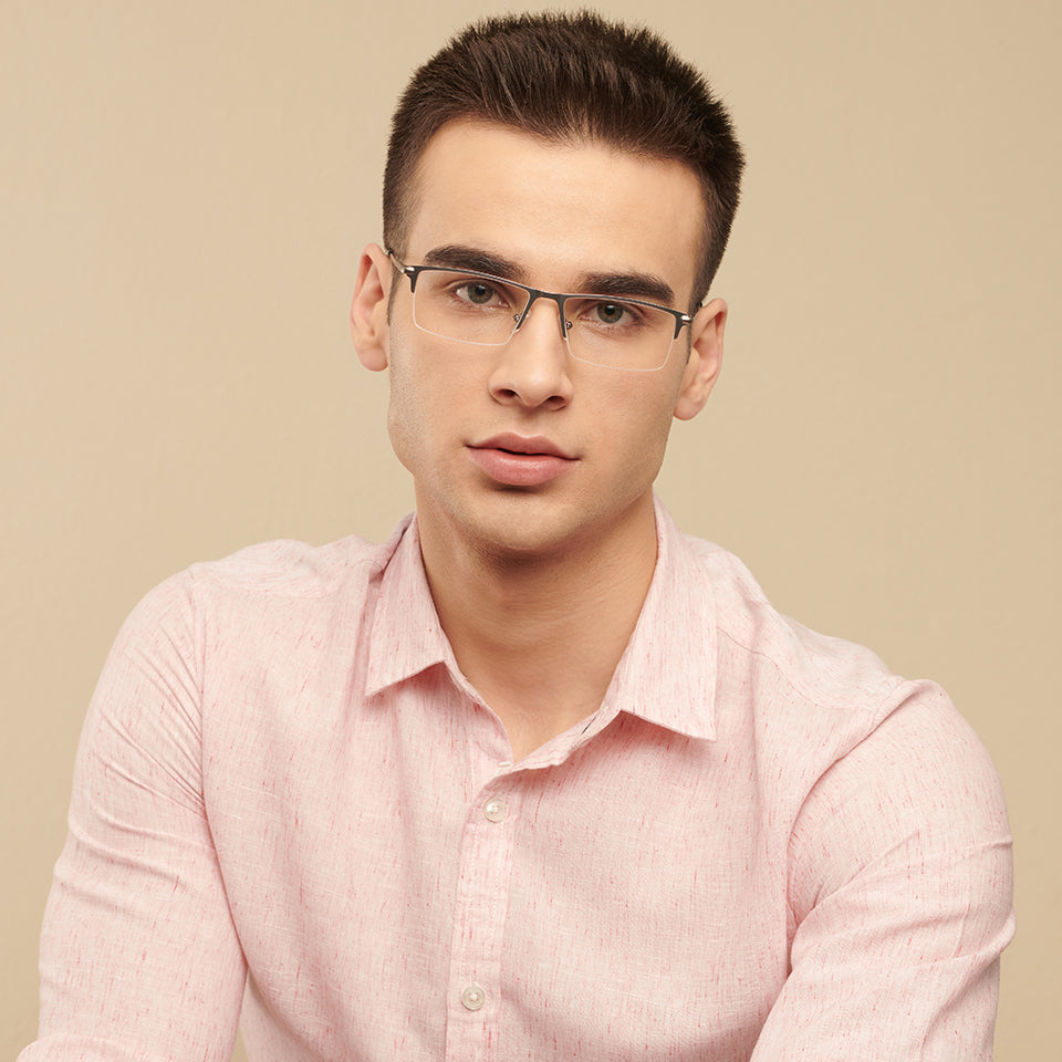 Half Rim Eyeglasses-Frame Rectangle--EG